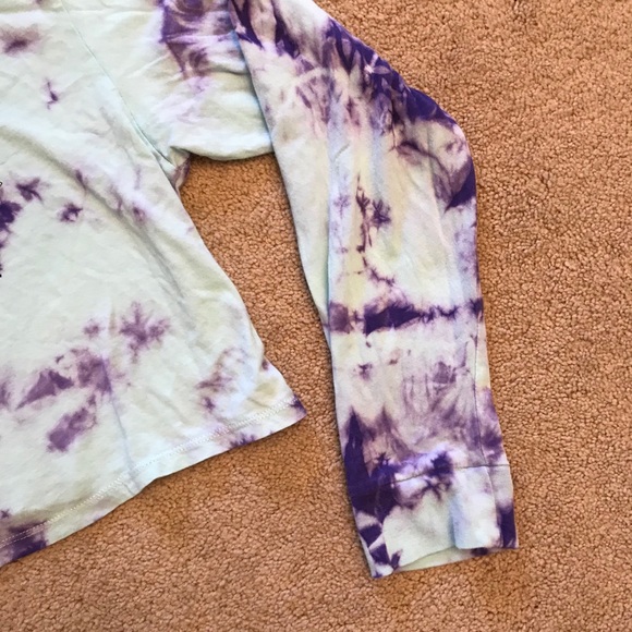 Empyre Tie Dye Crop Tee Womens Size Medium Long Sleeve Blue Purple - Picture 11 of 14